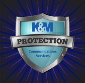 KM Communications Services Shield K&M Communications Services Protection Shield Logo